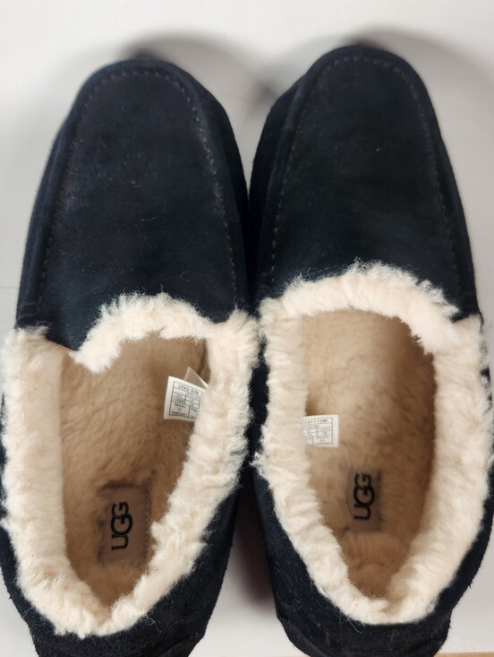 UGG Men\'s Ascot Slipper Size 11 EEE Black Suede Wool Lined Moccasin Comfort main image 10
